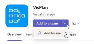 Add Personal App - Add for me - VisPlan