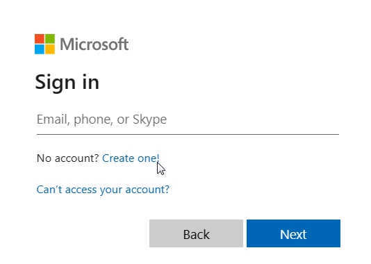 Create Microsoft Account