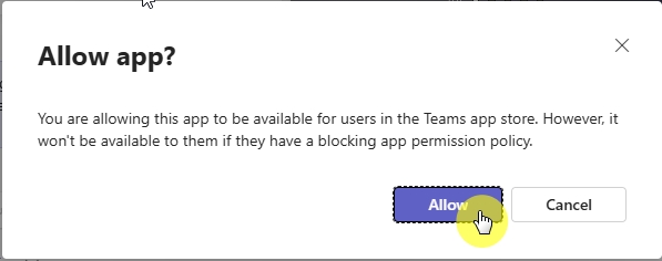 Allow Teams App